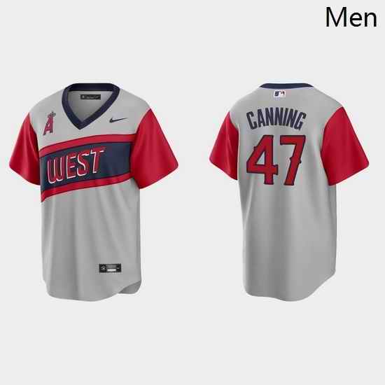 Men Los Angeles Angels 47 Griffin Canning Men Nike Gray 2021 Little League Classic Game MLB Jersey